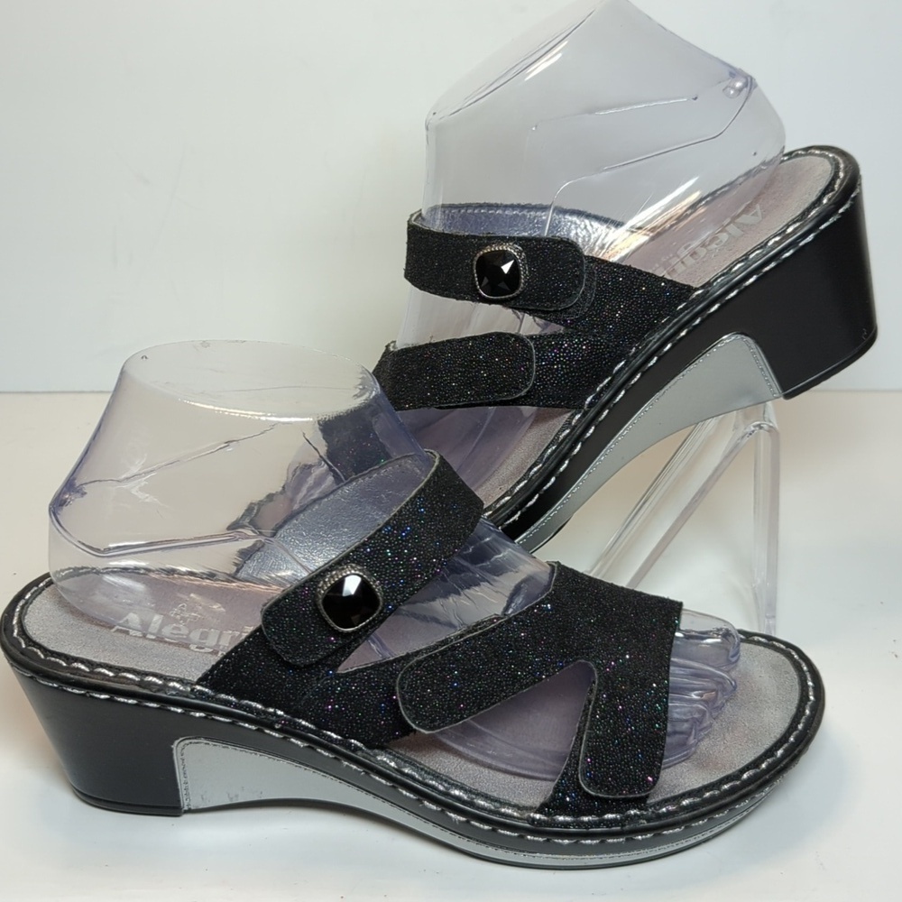 Alegria by PG Lite Loti Glitteroti sparkle wedge sandals womans size 7-7.5 EU 37 - Picture 6 of 16